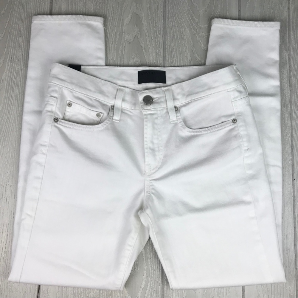 Vince solid white mid rise skinny jeans